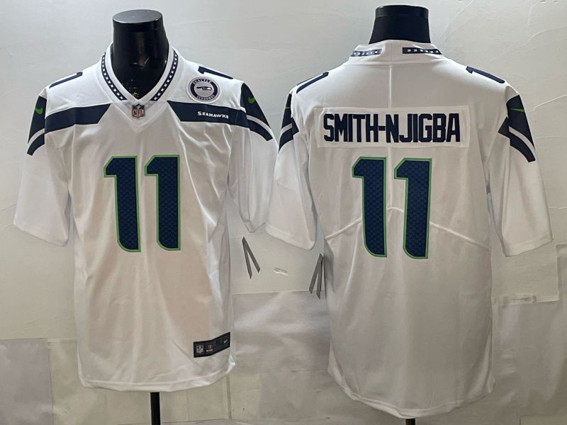 Men 2026 Seattle Seahawks #11 Smith-Njigba White Nike Limited NFL Jersey 019